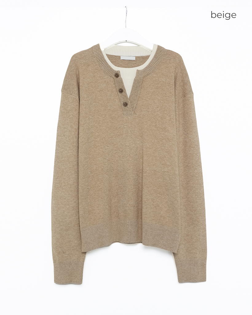 DIESEL K-Lancy ヘンリーネック ニットセーター ベージュ SS23