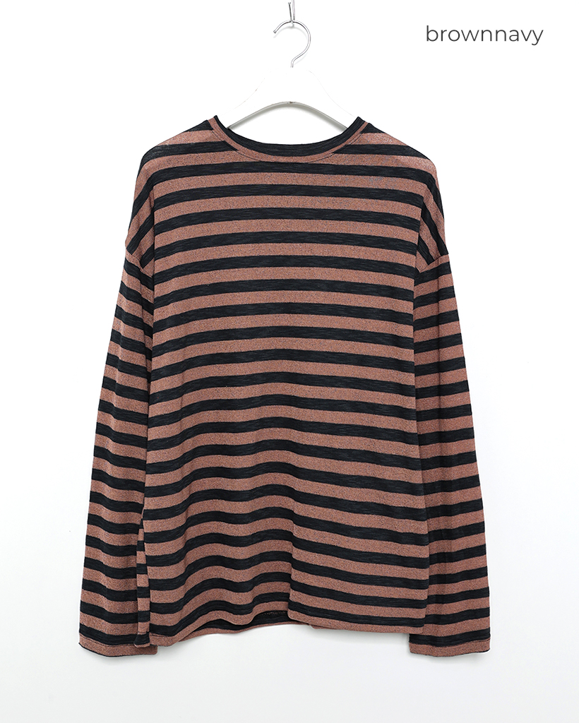 チャウヌ 着用/CLASSIC LOGO TEE 半袖/ユニセックス/7カラー ユニセックス）ボーダーソフトリネンTシャツ | ファッション通販