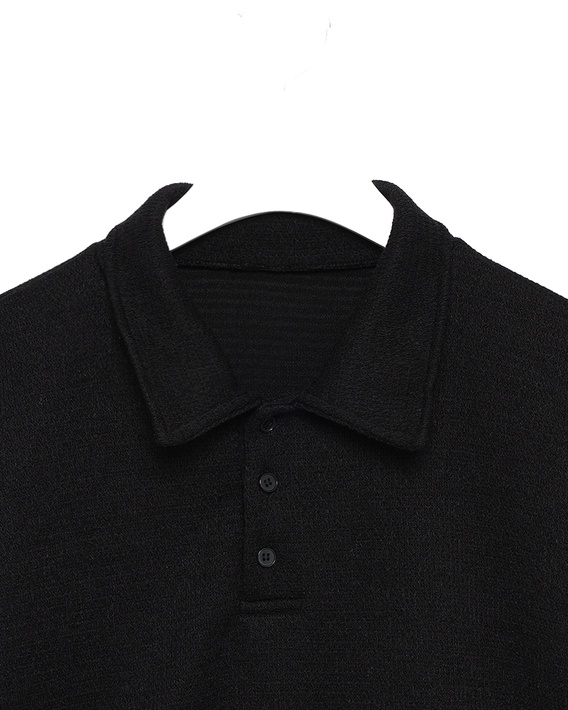 Long Sleeve Polo Golfickers 黒 長袖ポロシャツ M Long Sleeve Polo