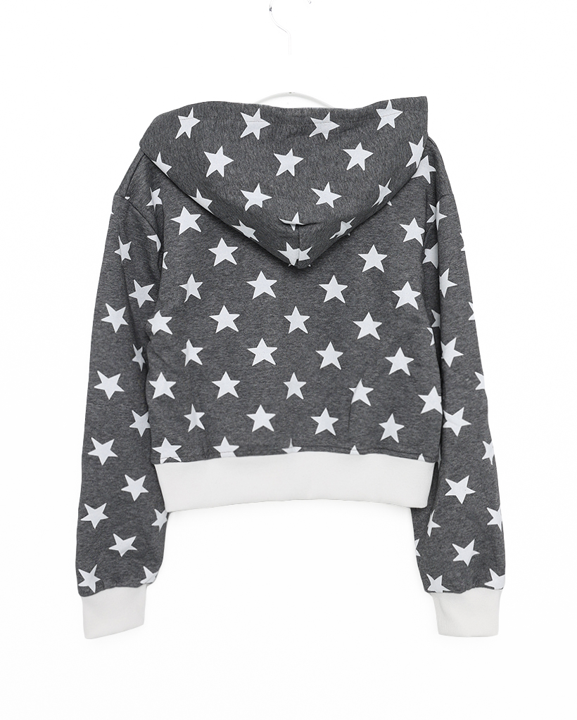 スターパターンクロップドフードジップアップ | ファッション