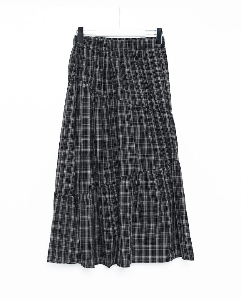 チェックフリルロングスカート | ファッション通販サイト NUGU