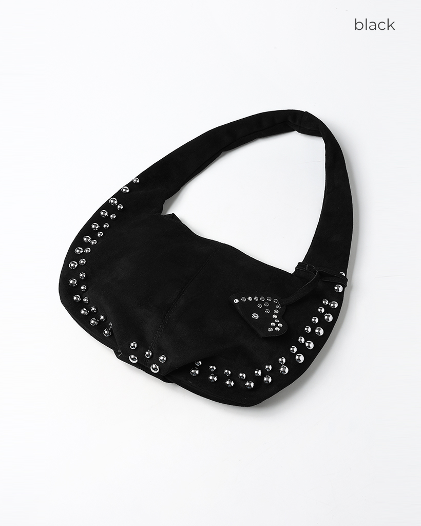 スタッズ付きスエードショルダーバッグ | ファッション通販