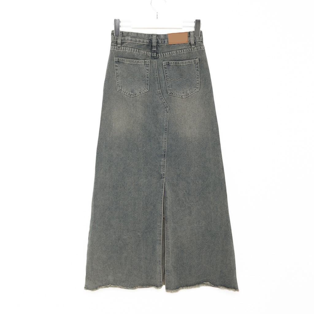 ELFSACK スカート ダメージ加工 Aライン デニム ショット ELFSACK スカート ダメージ加工 Aライン デニム ショット (ELF