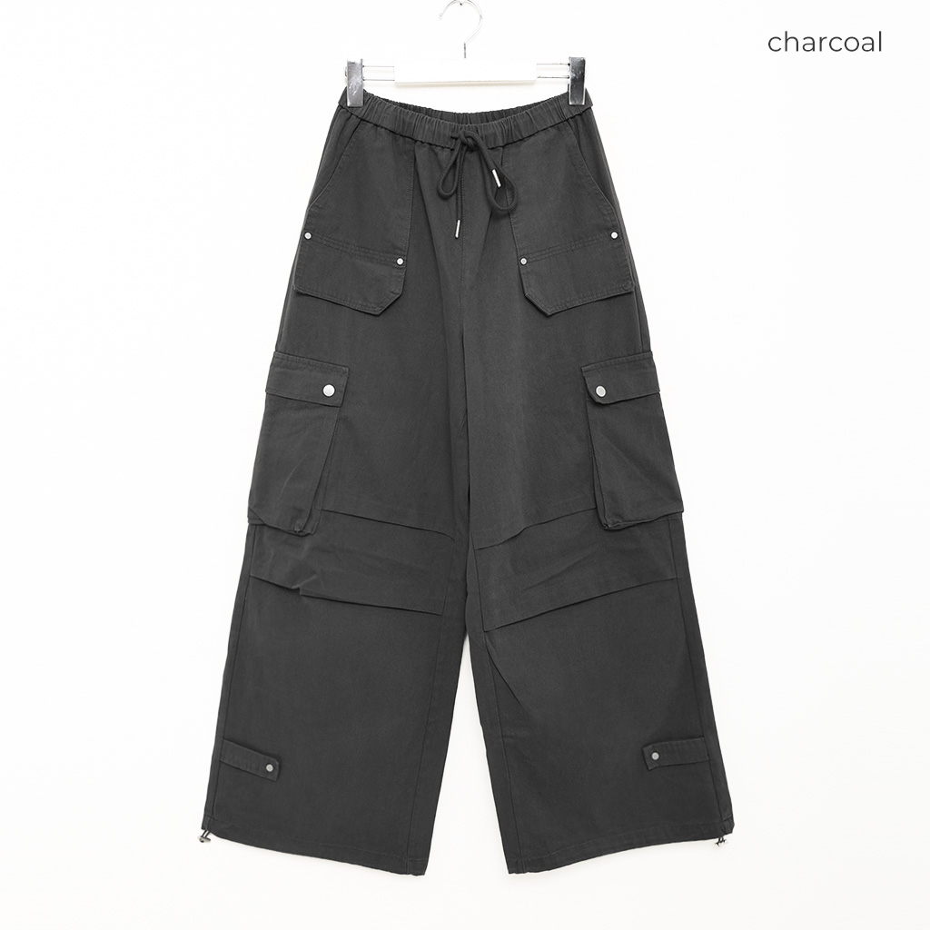 IONSEOUL クリーズ ビッグポケット ワイドパンツ BBU541 2タック サイドポケット ワイドパンツ je-101 chw22s072