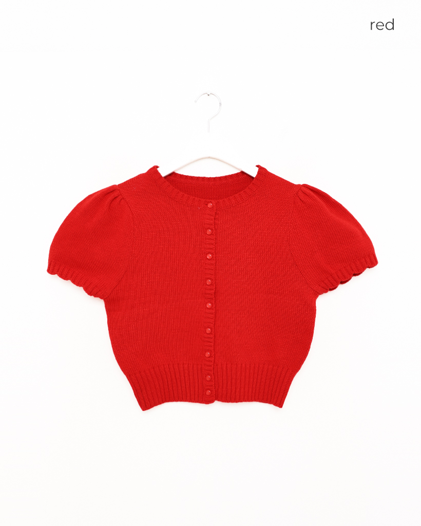 Rouje Paris RONNYカーディガン 36 半袖 チェック 赤