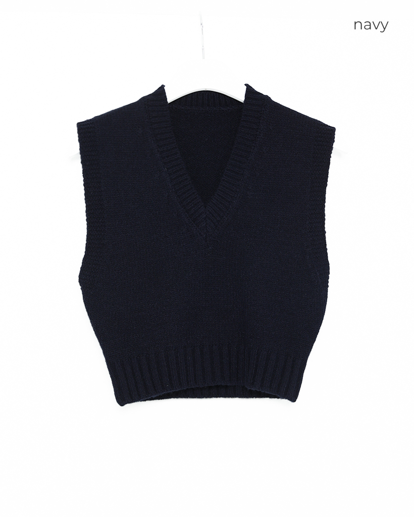 Vネック クロップド ニットベスト | ファッション通販サイト NUGU