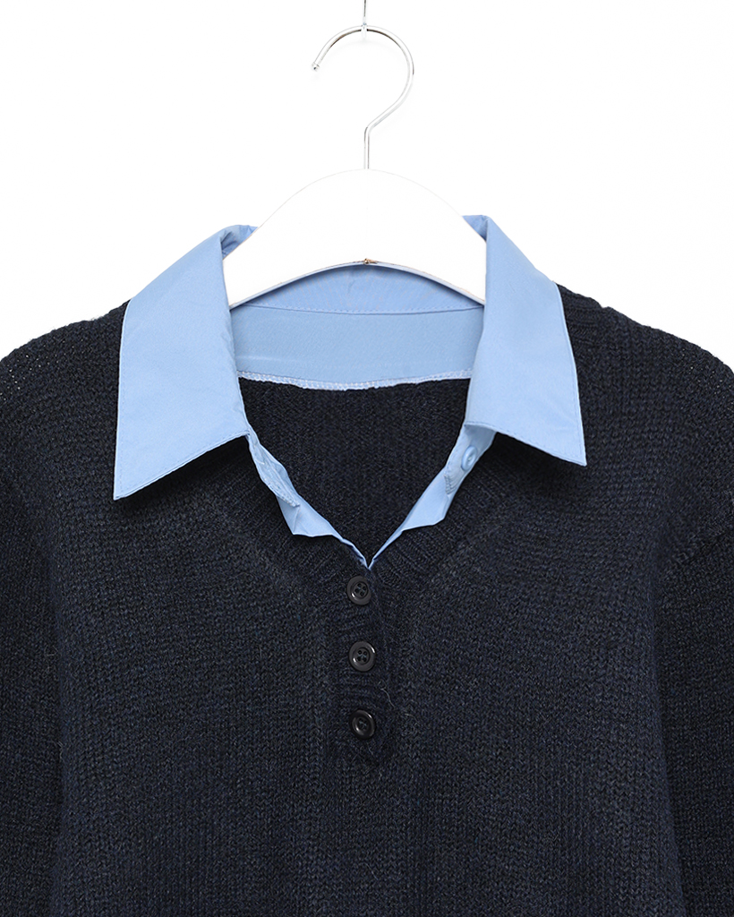 シンプルシャツレイヤードニット | ファッション通販サイト NUGU