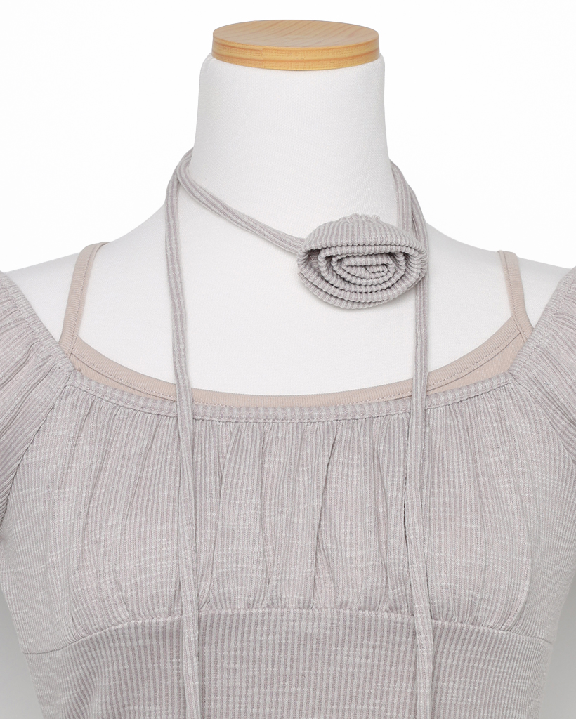 LITMUS herpraha ギャザー入りパフスリーブレーストップス Lip line/リップライン】刺繍/ ラインストーン/ キャミソール