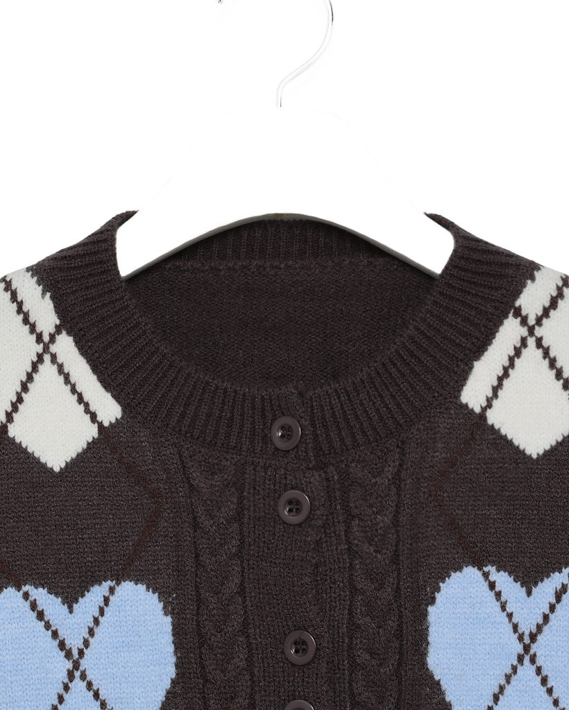 ハートアーガイルラウンドネックカーディガン | ファッション通販 ハートアーガイルラウンドネックカーディガン | ファッション通販