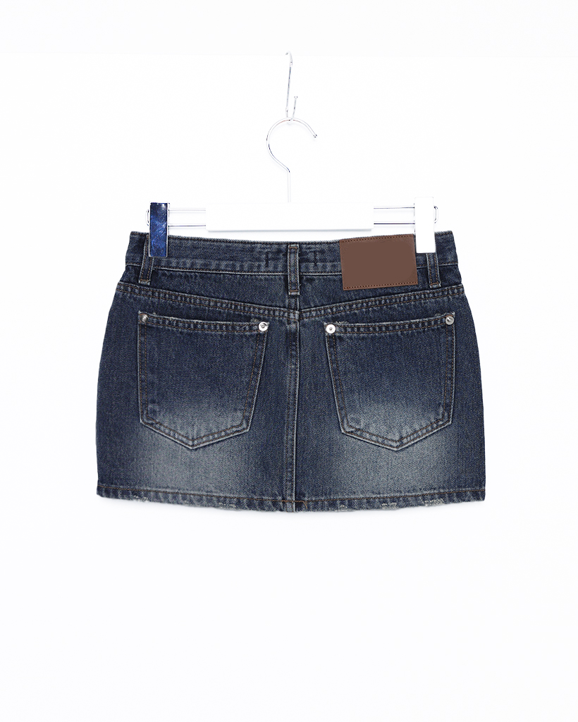 キュービックレタリングデニムミニスカート | ファッション通販