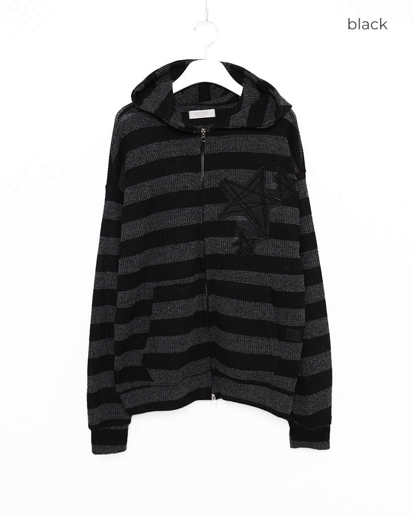 スターパッチニットフードジップアップ | ファッション通販