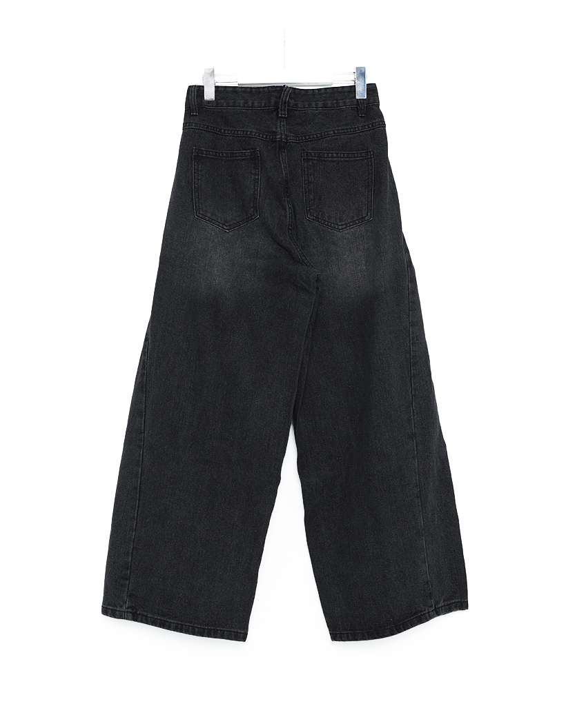 NOREMID ブラック デニム ワイドパンツ NORIMID ノーリミッド ブラック ダークデニム ワイドパンツLサイズ