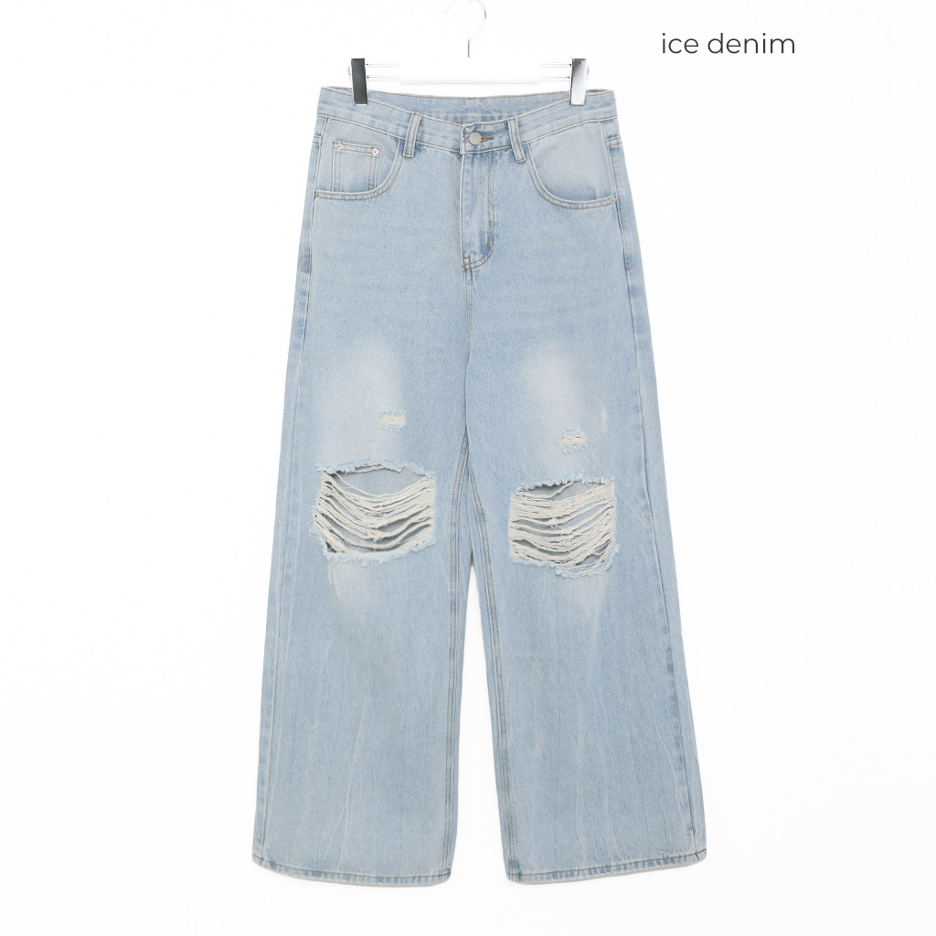 ダメージワイドデニムパンツ | ファッション通販サイト NUGU