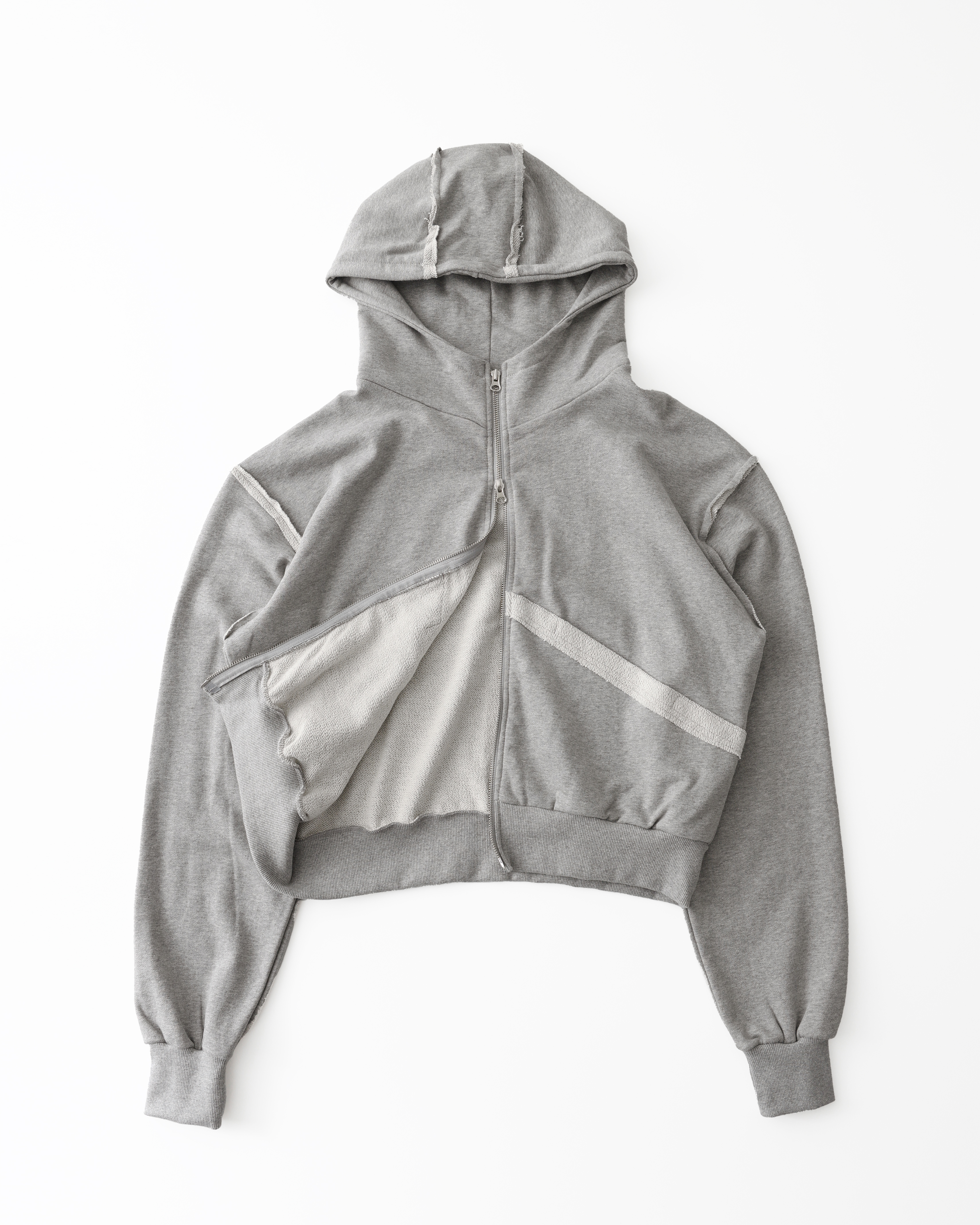 ORIGINAL) カットオフクロップド2wayジップパーカー | ファッション