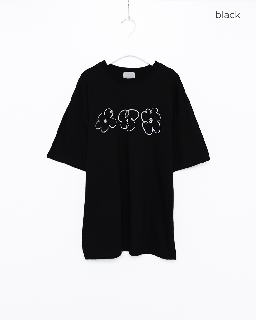 ユニセックス）ハンドペインティングフラワーハーフTシャツ