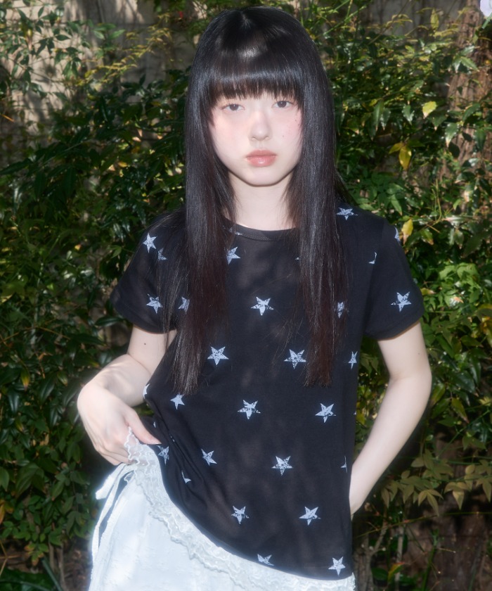 [NF]25SS★LACE STAR LAYERED TEE Lace Star Layered Tee (Black) F25QB118 - FANCY CLUB | 60