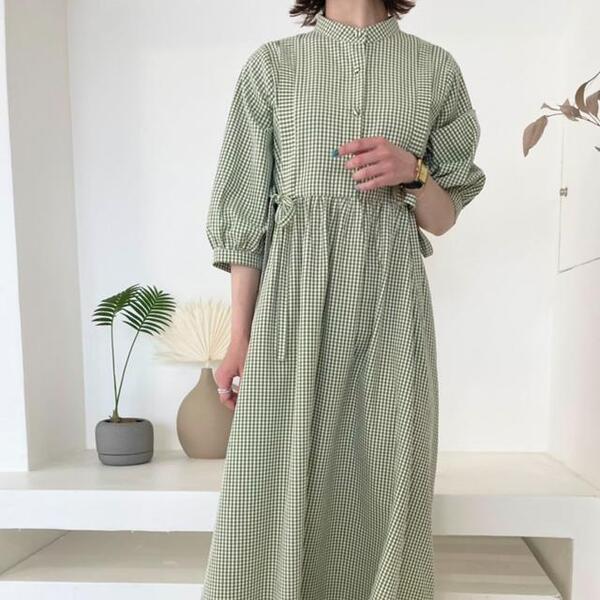 販売終了】サイドリボンチェックワンピース | ファッション通販サイト NUGU