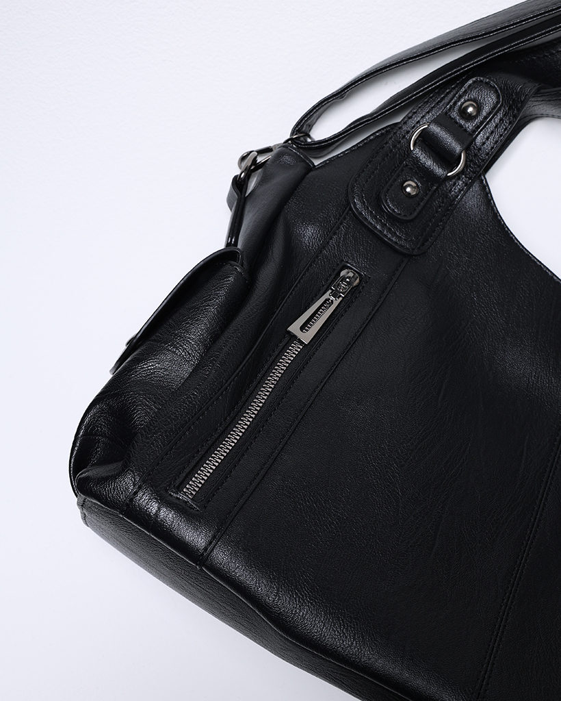 サイドポケットレザーショルダーバッグ | ファッション通販