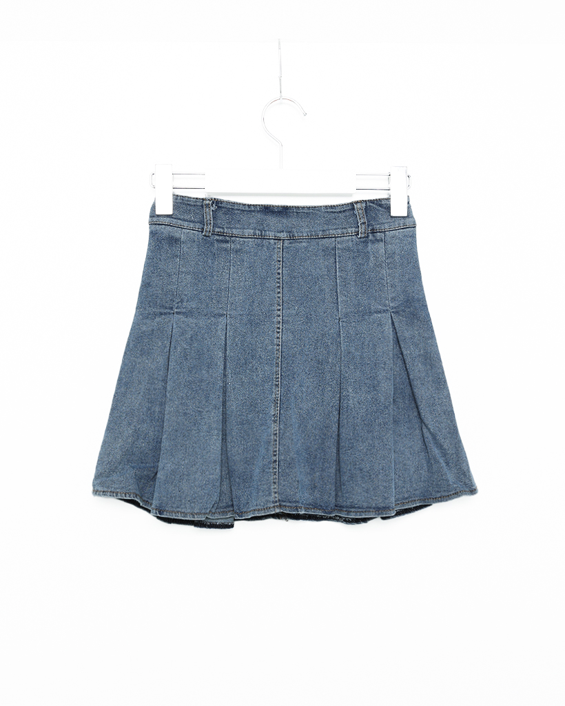 【Rotate】プリーツ デニム ミニスカート Vintage Blue プリーツデニムミニスカート[品番：MKSW0060057]｜EVRIS