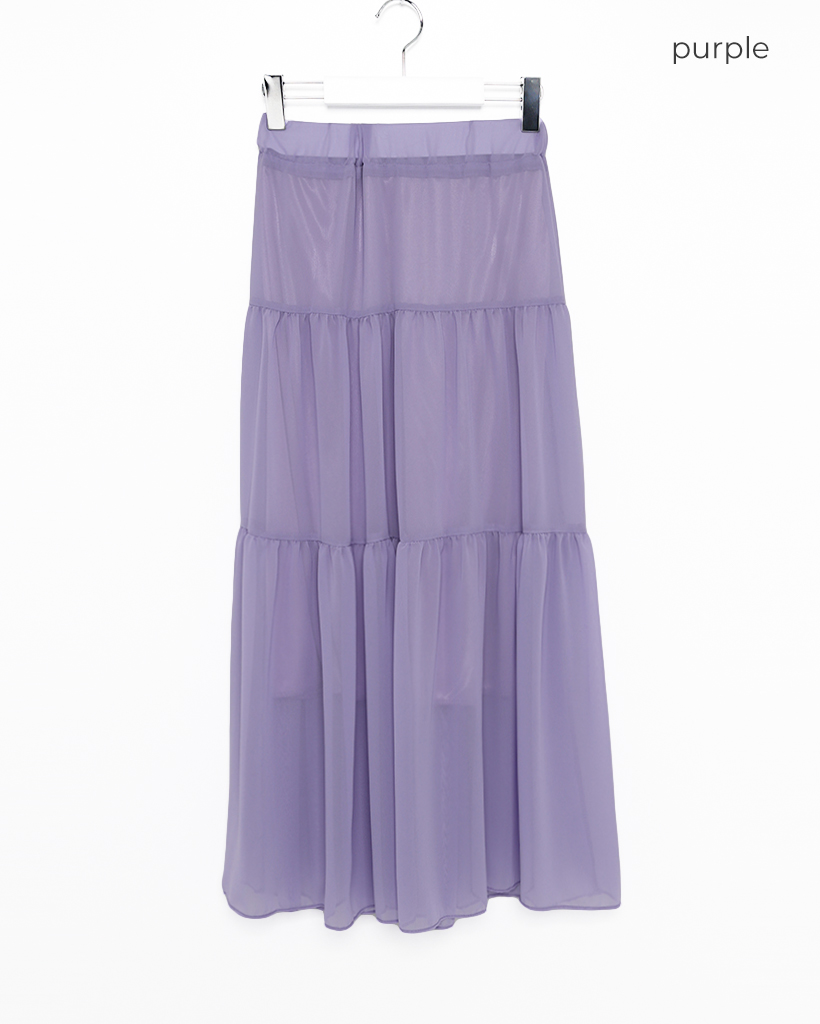シャーリングティアードバンディングロングスカート