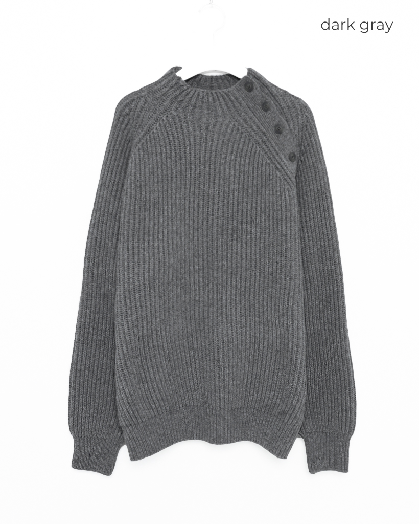 サイドボタンネックポイントニット | ファッション通販サイト NUGU