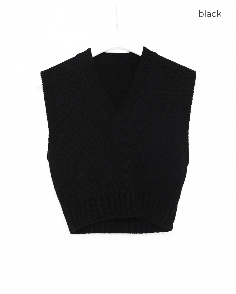 Vネック クロップド ニットベスト | ファッション通販サイト NUGU