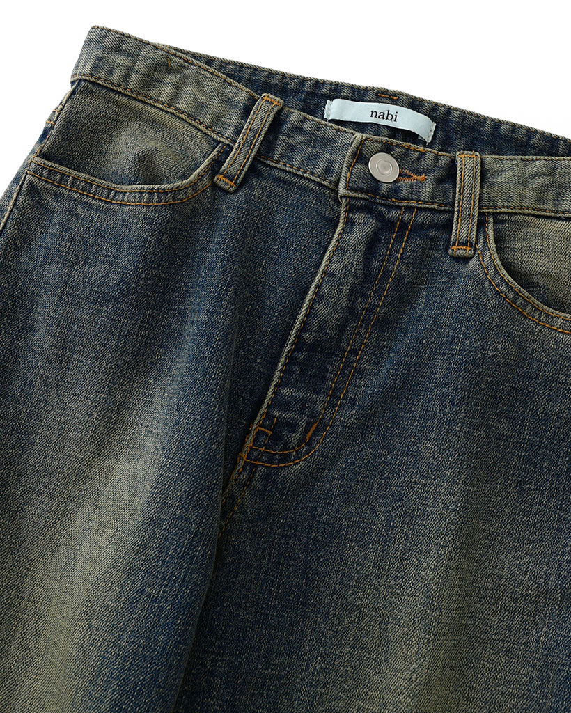 1回再販](ORIGINAL) ウェーブラインブーツカットデニムパンツ