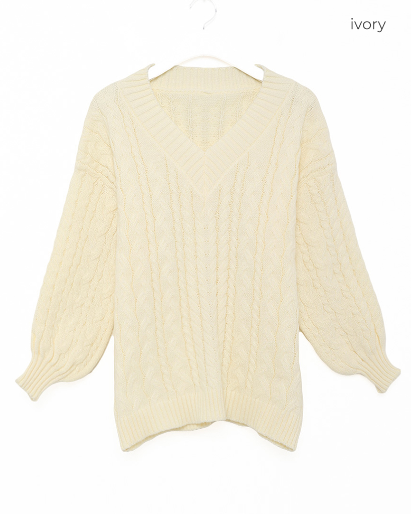 ケーブルリブヘムオーバーサイズニット | ファッション通販サイト NUGU