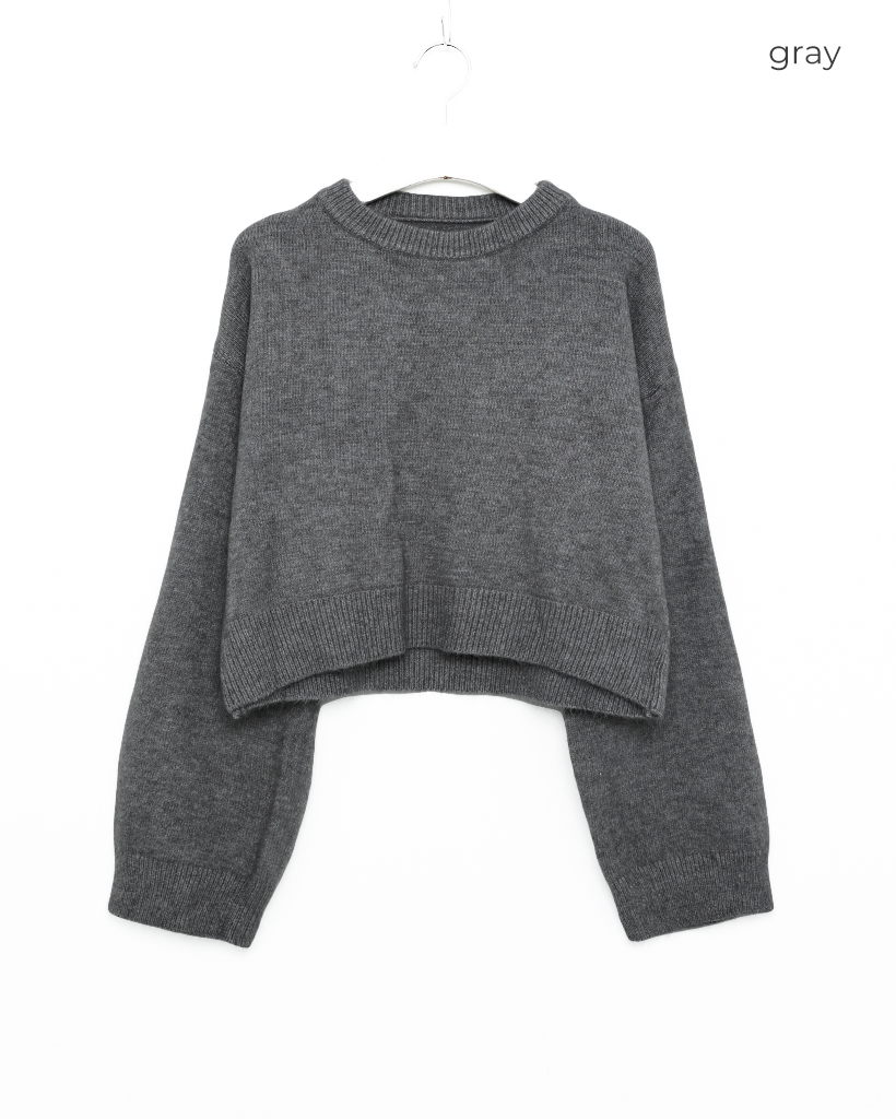 セミクロップドラウンドネックニット | ファッション通販サイト NUGU