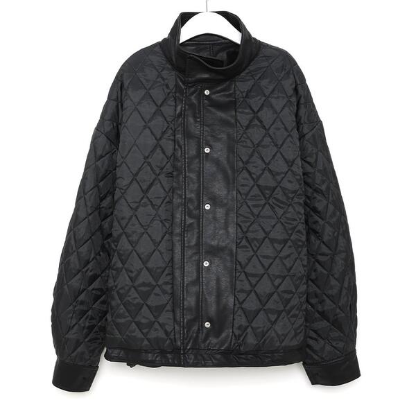 AKM Contemporary シープレザー パディングブルゾン ブラック L