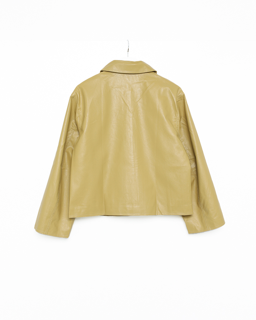 ジップアップカラーショートレザージャケット | ファッション