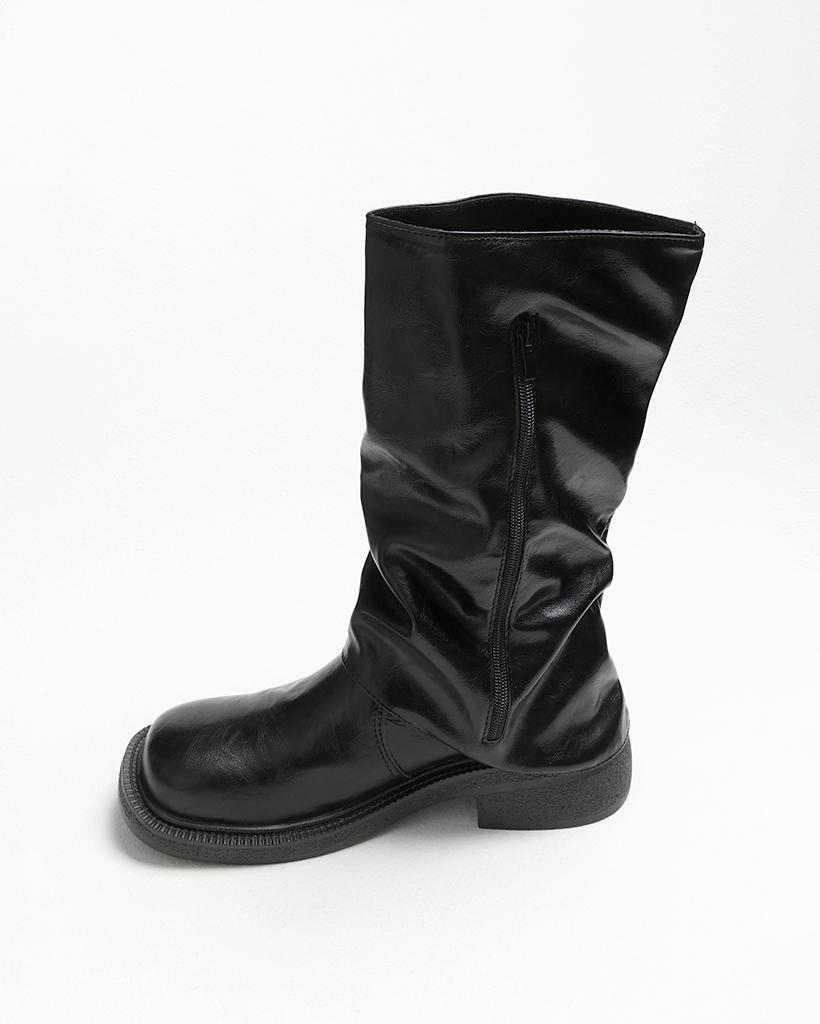 スクエアトゥトリプルベルトミドルブーツ | ファッション通販