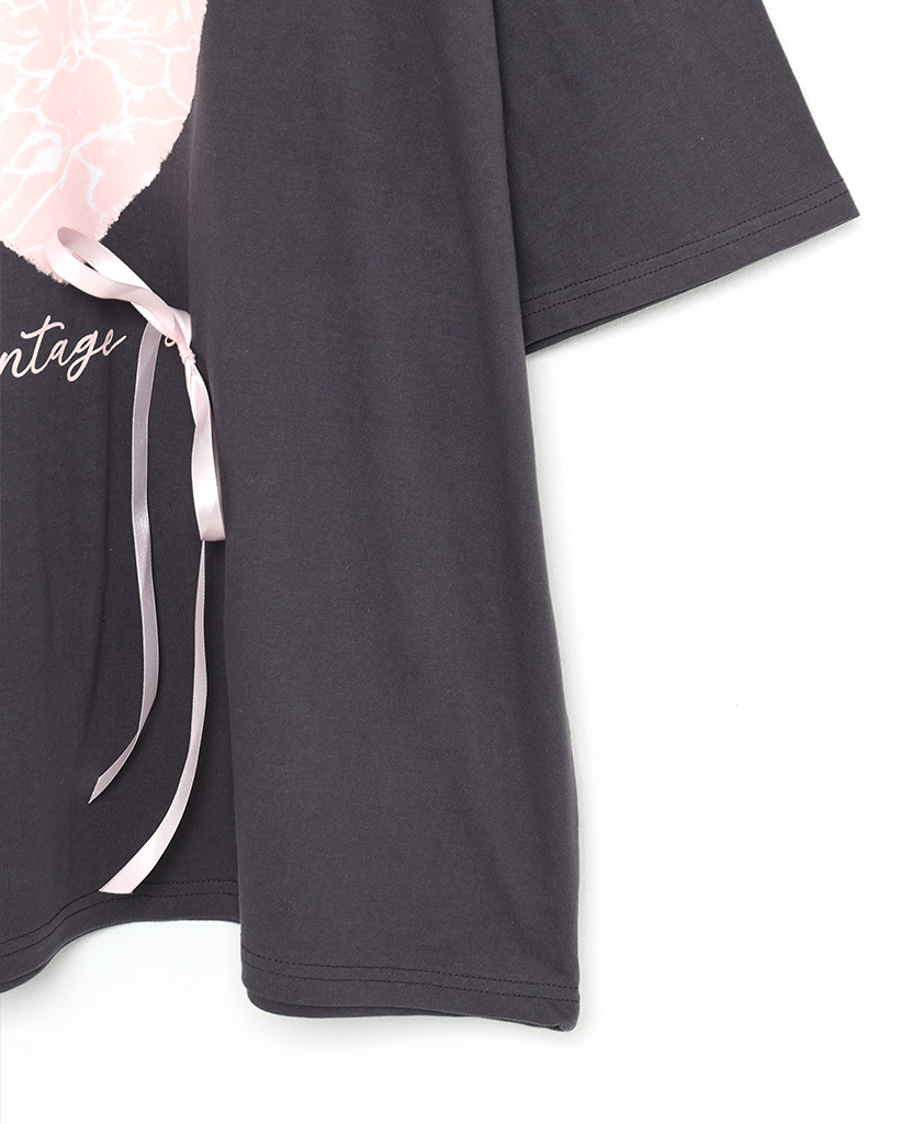 オーバーサイズハートリボンTシャツ | ファッション通販サイト NUGU