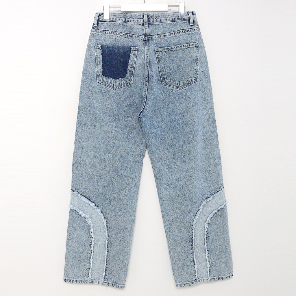 K♢194 にじいろ ユニークバイカラーデニムパンツ | ファッション通販サイト NUGU