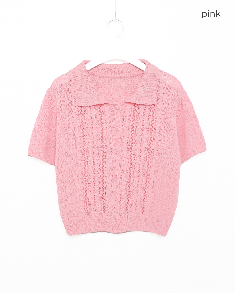 H beauty&youth ピンク コットン ニット ポロシャツ L BEAUTY&YOUTH UNITED ARROWS - 新品未使用 タグ付き H