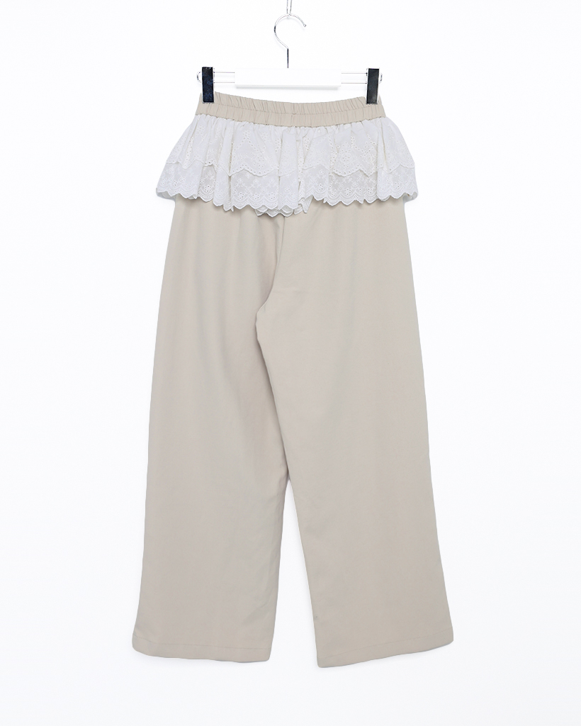 パンチングレースレイヤードワイドパンツ | ファッション通販