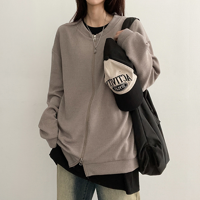 2WAYラウンドネックニットジップアップ(5color) | ファッション