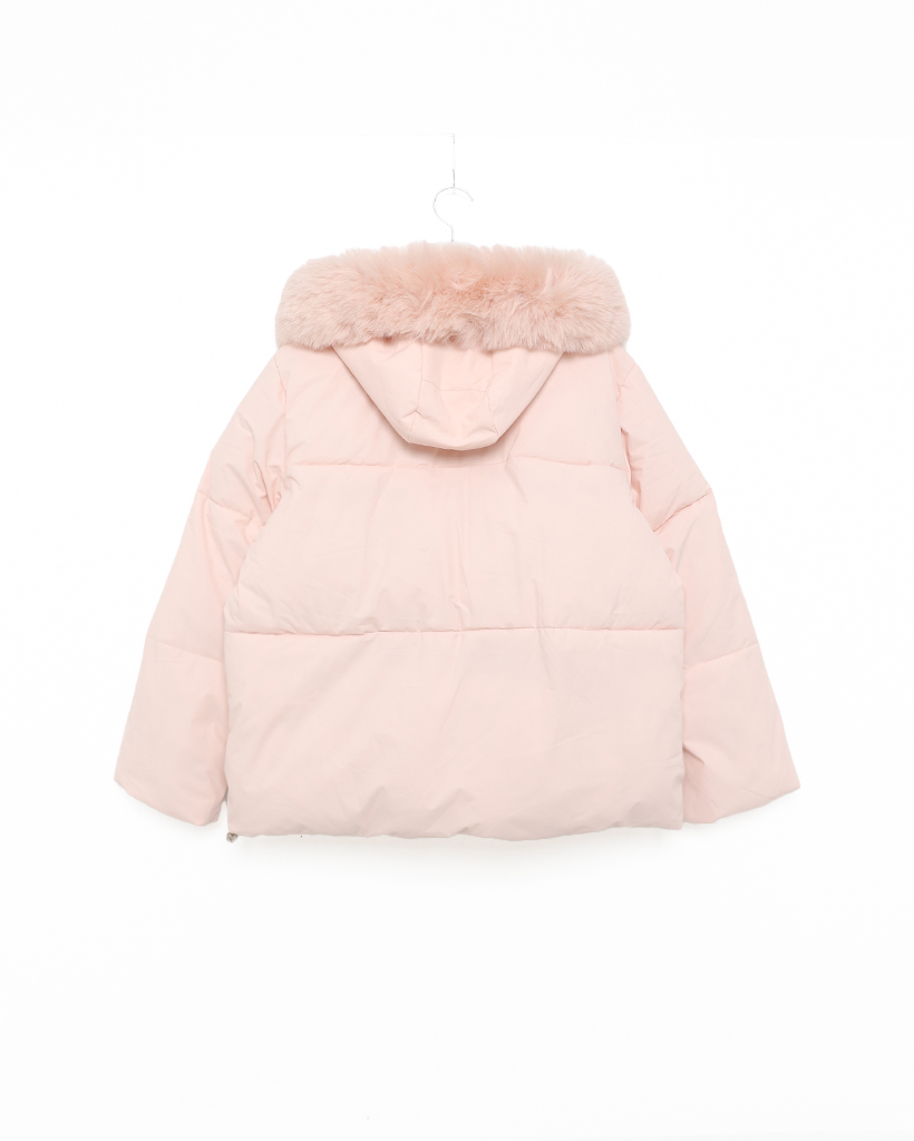 ドラッグストアーズ ＊ ダウンジャケット ファー フード ぶたちゃん ピンク 冬 drug store's ダウンコート ブタちゃん ドラッグストアーズ drug