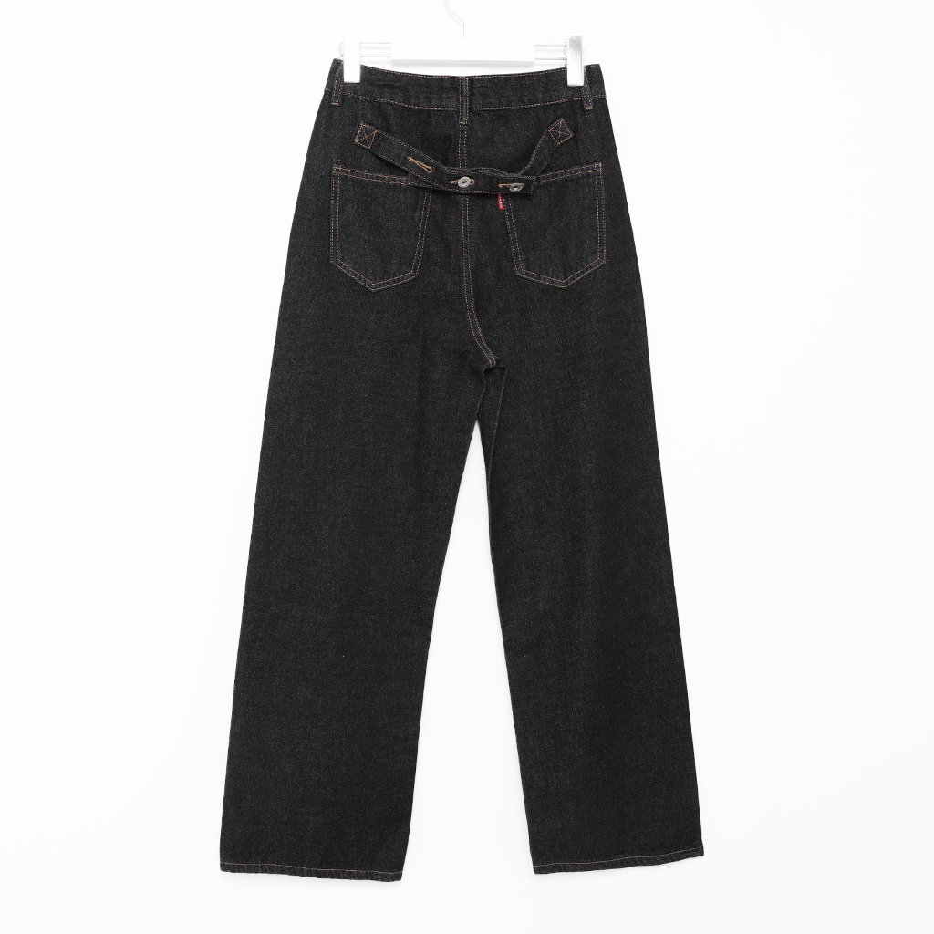 バック ボタン ワイド デニム パンツ バックボタンデニムワイドパンツ | ファッション通販サイト NUGU