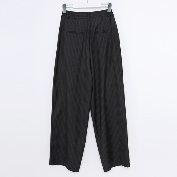 新品 HEUGN TROUSER040 ストライプウールスラックス ブラック