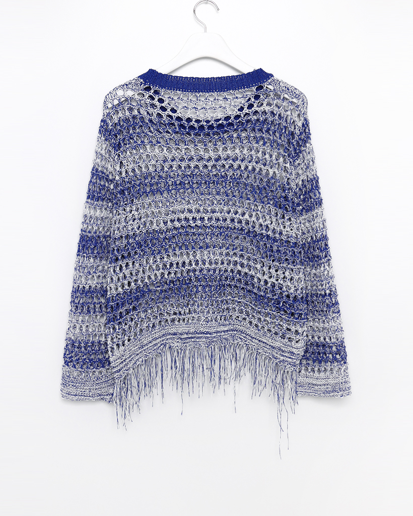 ボーダーフリンジメッシュニット | ファッション通販サイト NUGU