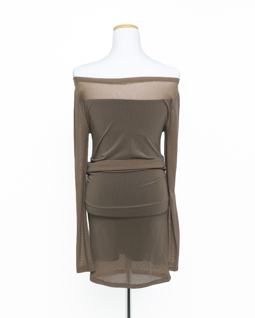 シースルーオフショルダーワンピース | ファッション通販サイト NUGU