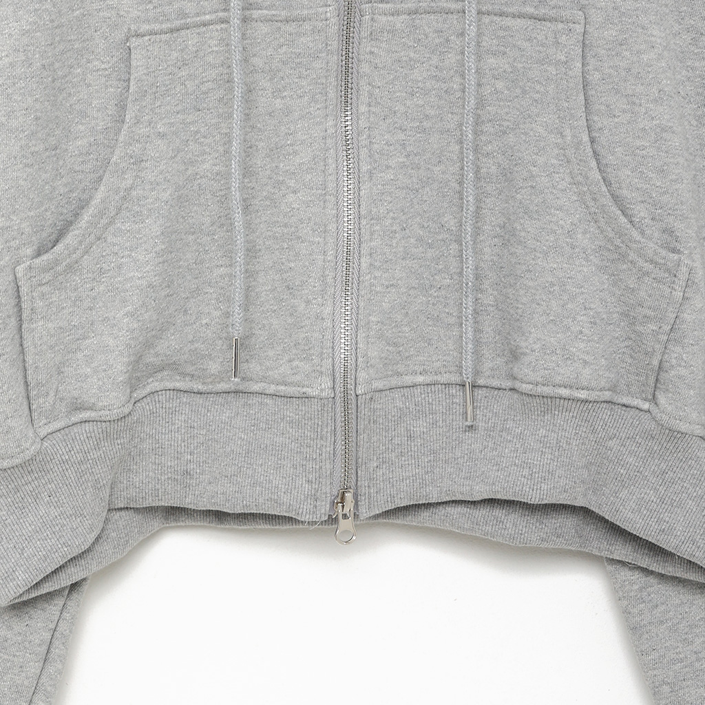 セミクロップドスウェットダブルジップパーカー | ファッション通販