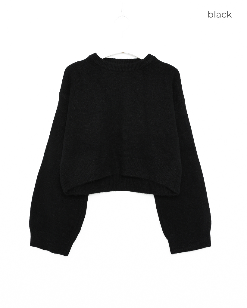 セミクロップドラウンドネックニット | ファッション通販サイト NUGU