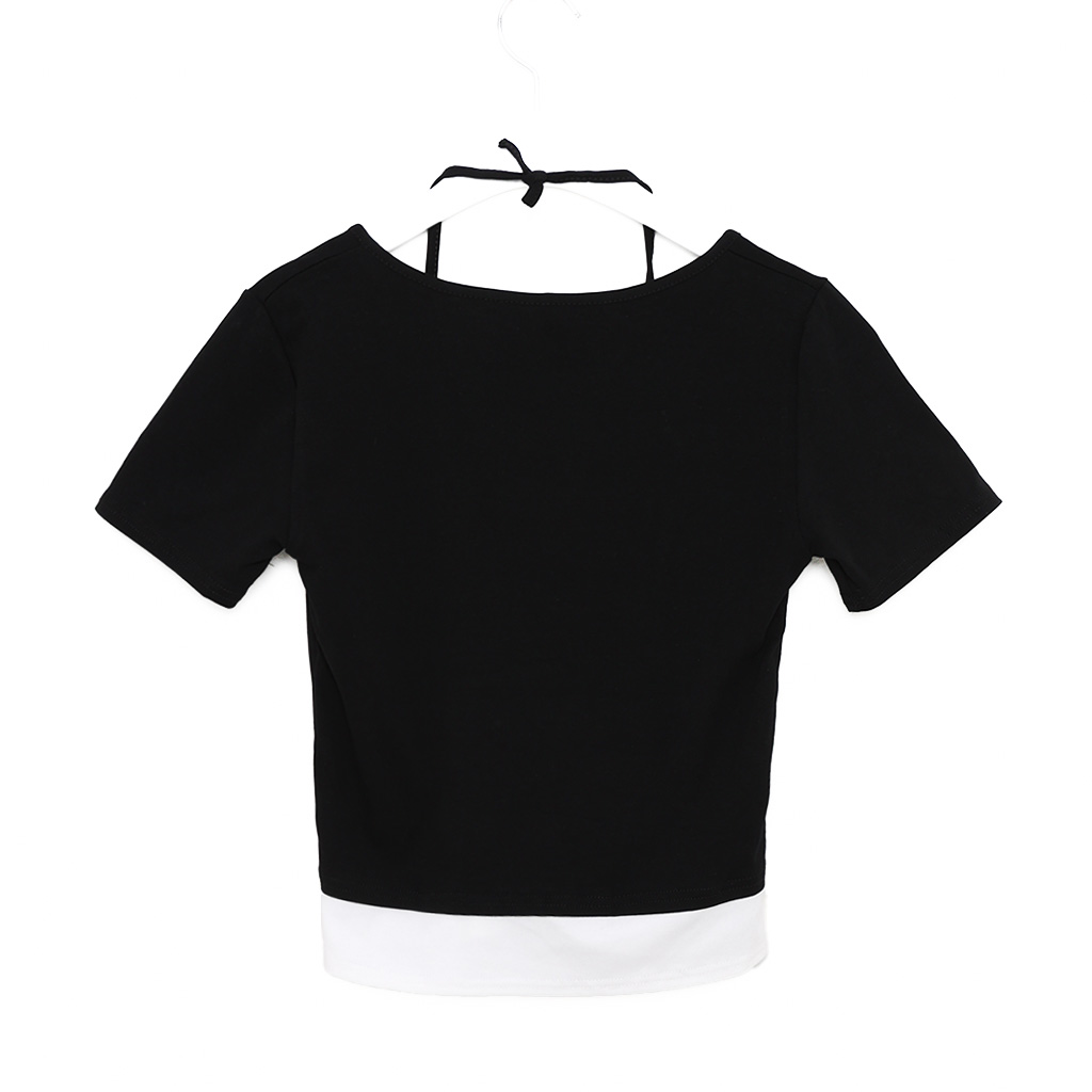 PRYシュウト レイヤードTシャツBLACK新品 ボートネックフェイクレイヤードTシャツ(M ネイビー): トップス｜Right