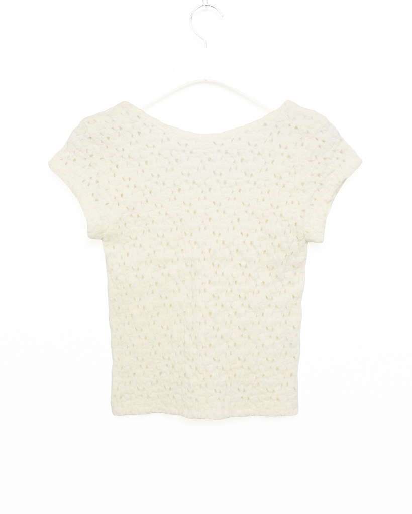 HONEY·MEW グレー 半袖ニット F ミュウミュウ 23AW コットン 半袖ニット 36 レディース ホワイト