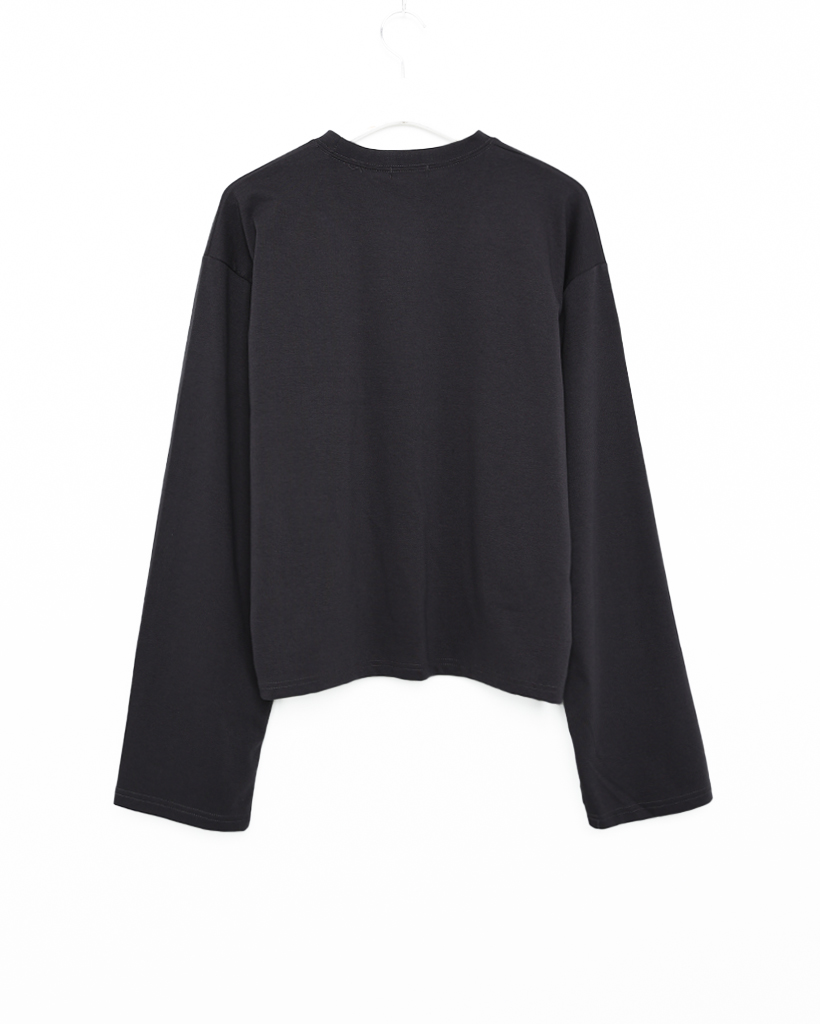 LOHEN 未使用タグ付　ボキシークロップドTシャツ　長袖　黒　ローヘン　フリー LOHEN 未使用タグ付 ボキシークロップドTシャツ 長袖 黒