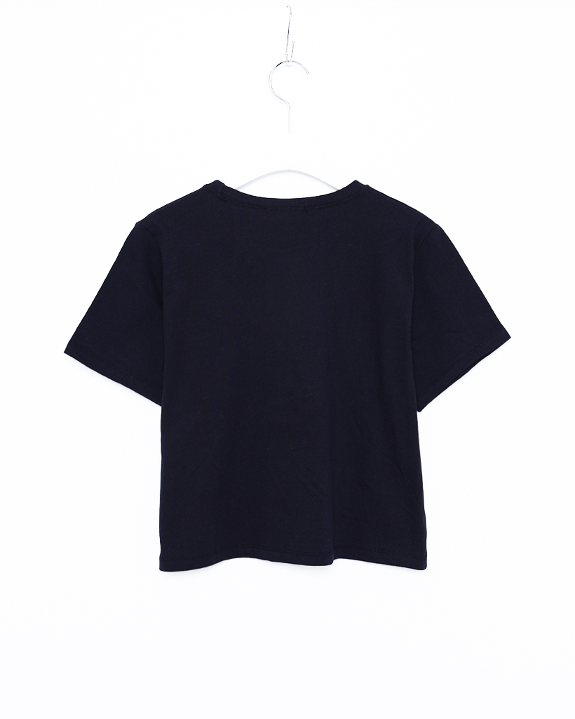 フラワーバタフライステッチクロップドハーフTシャツ