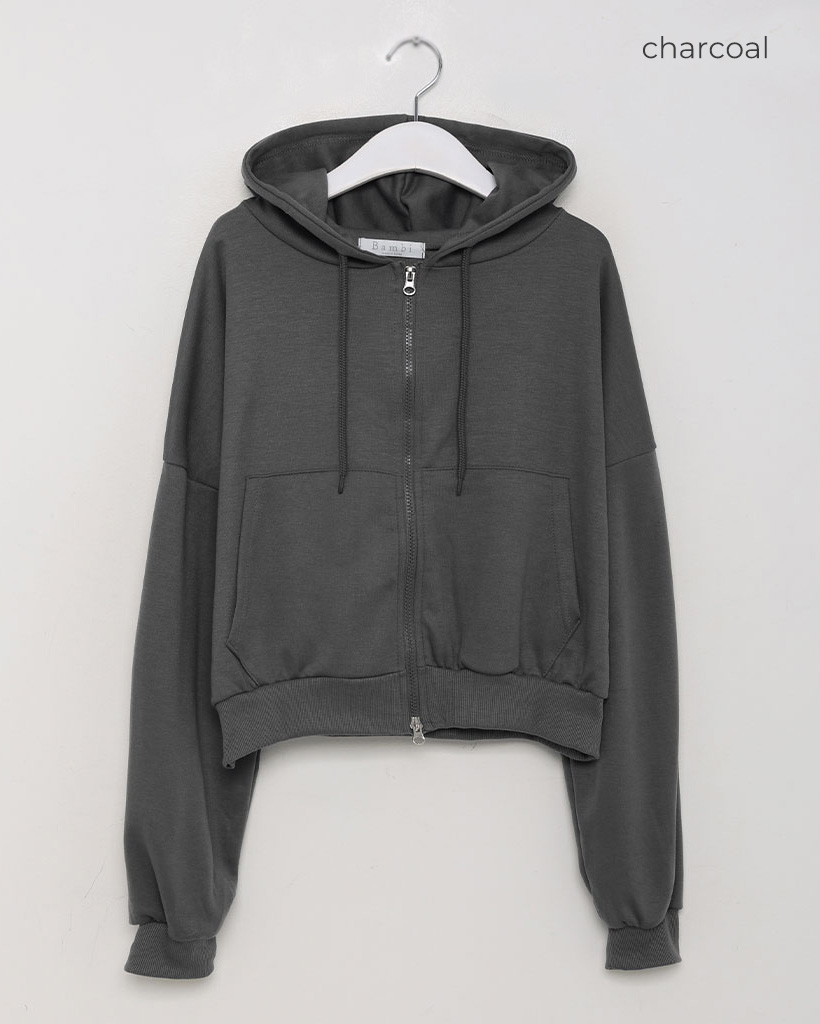 クロップド丈フードジップアップパーカー | ファッション通販
