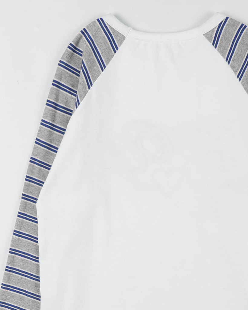 【FANCY CLUB】FY PATCH STRIPE REGLAN TEE ★韓国人気★ 追跡付 Fancy Club X haku] Fy Patch Stripe Reglan Tee (White